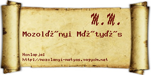 Mozolányi Mátyás névjegykártya